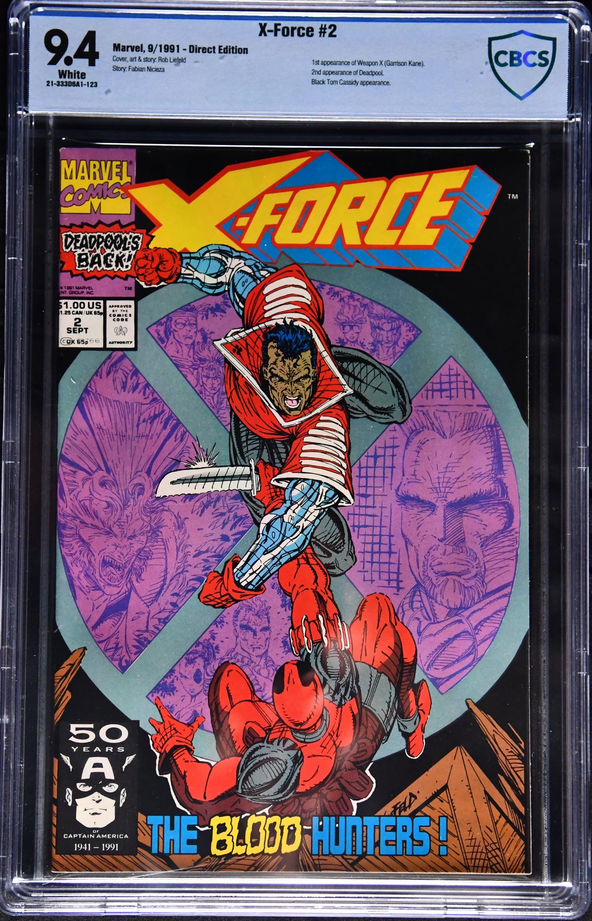 X-Force #2 (1991) CBCS 9.4 2nd Deadpool 1st Weapon X Garrison Kane