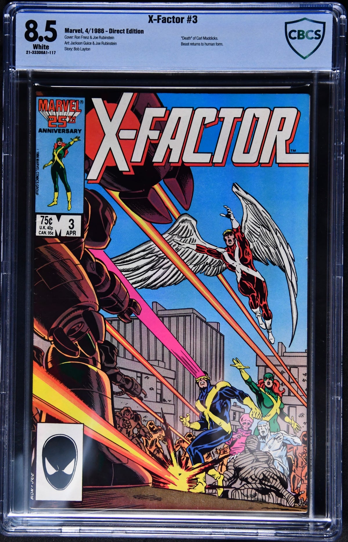 X-Factor #3 (1986) CBCS 8.5 White Pages Direct Edition Marvel Comics