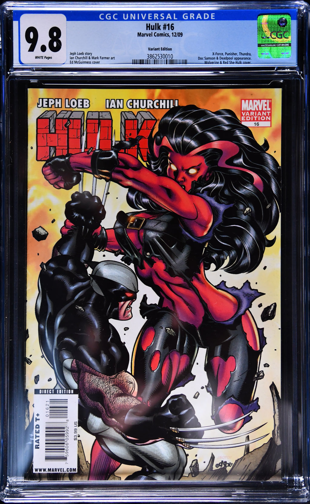 Hulk #16 CGC 9.8 1:15 McGuinness Variant 1st Red She-Hulk Marvel 2009