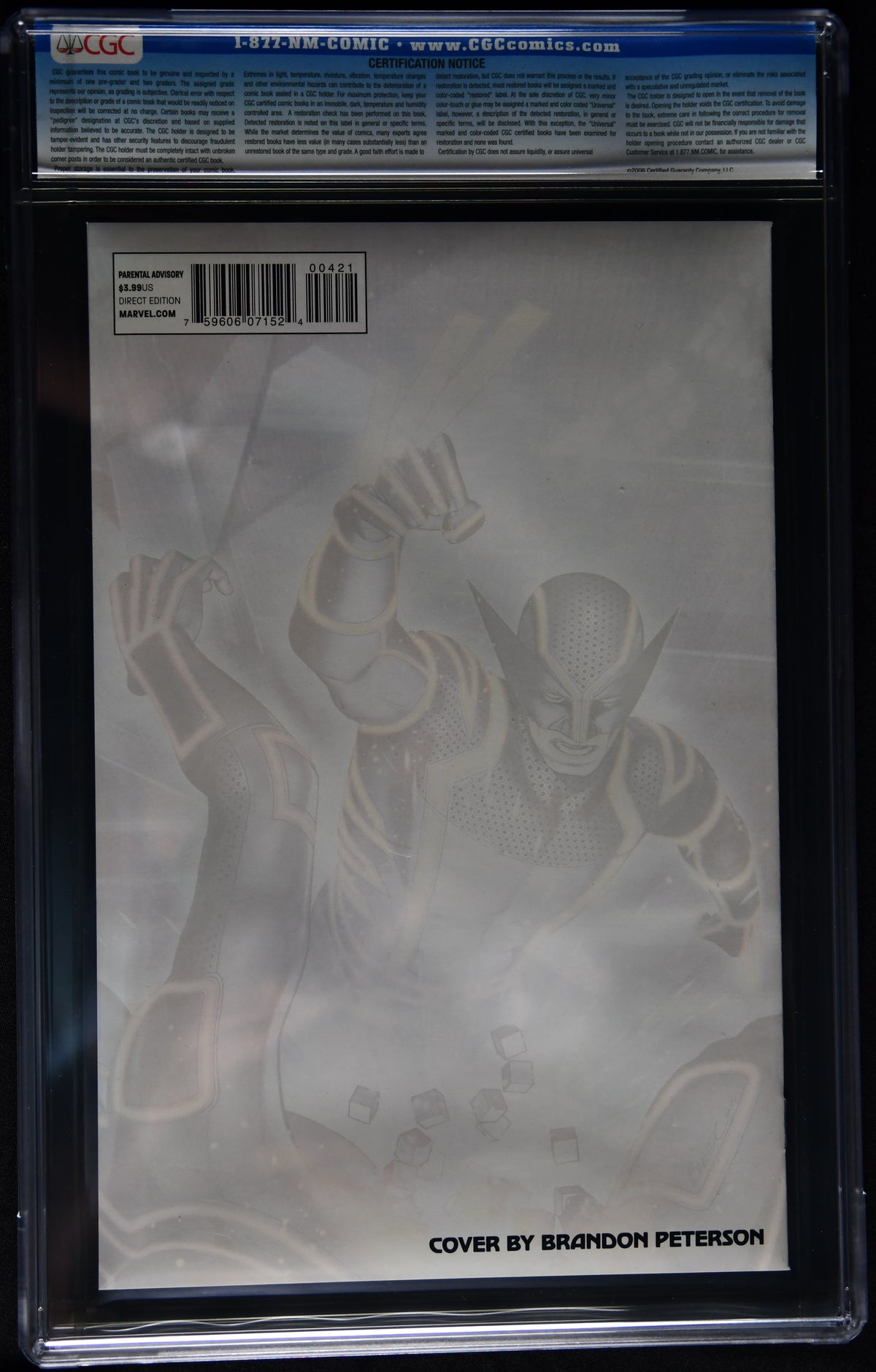 Wolverine #4 CGC 9.8 TRON Variant Brandon Peterson 1:10 Marvel 2011