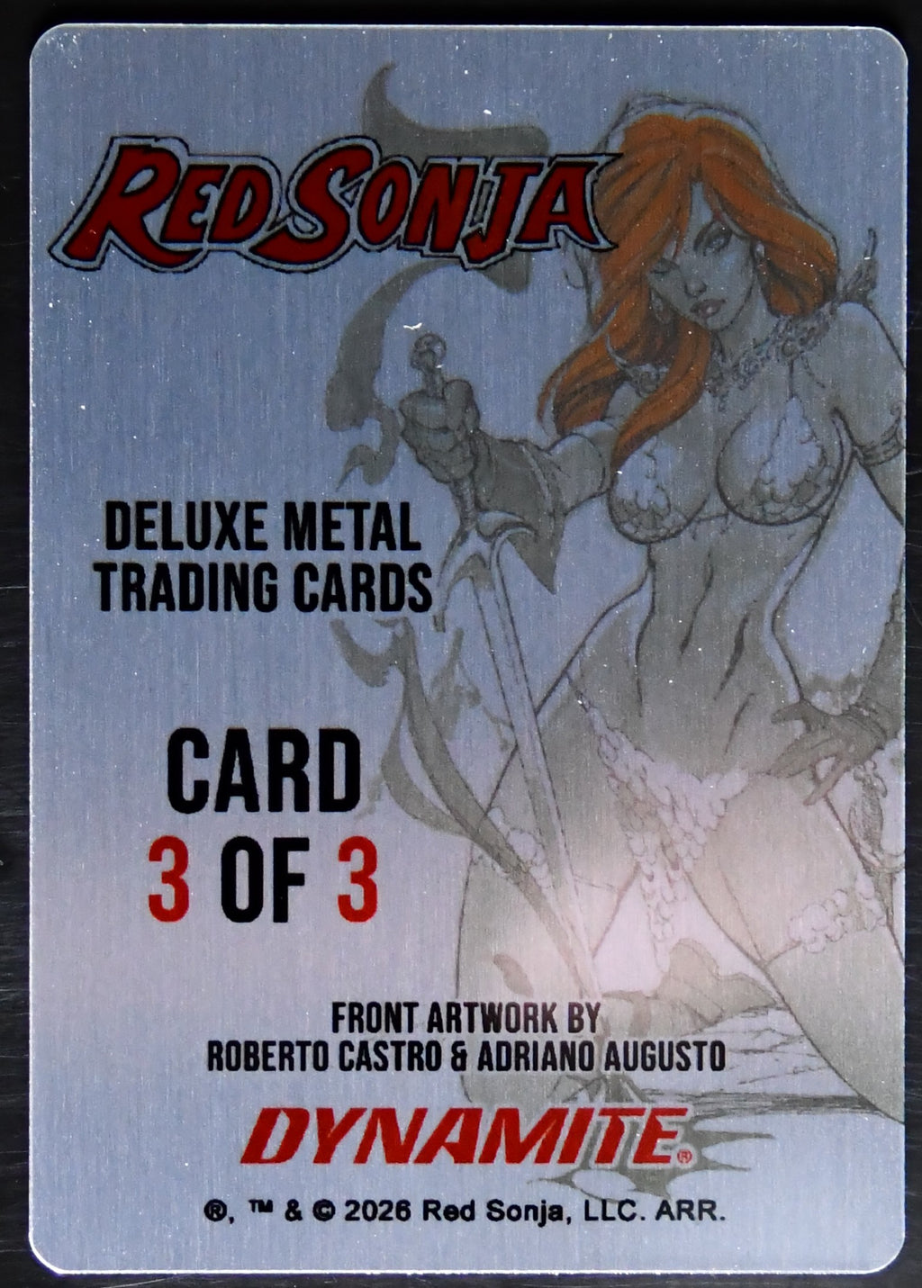 Red Sonja Deluxe Metal Trading Card #3 Kickstarter Castro Augusto