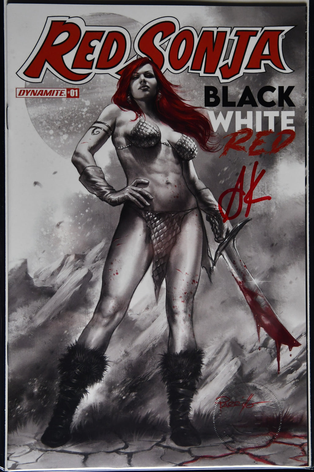 Red Sonja Black White Red #1 Parrillo File Copy Signed Shannon Kingston COA