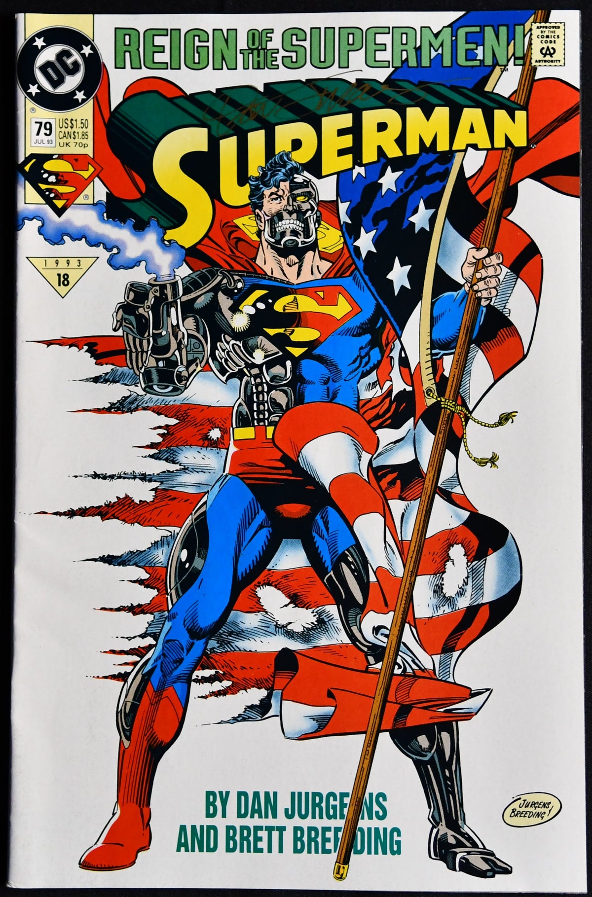Superman #79 Signed by Dan Jurgens Reign of the Supermen DC Comics 1993