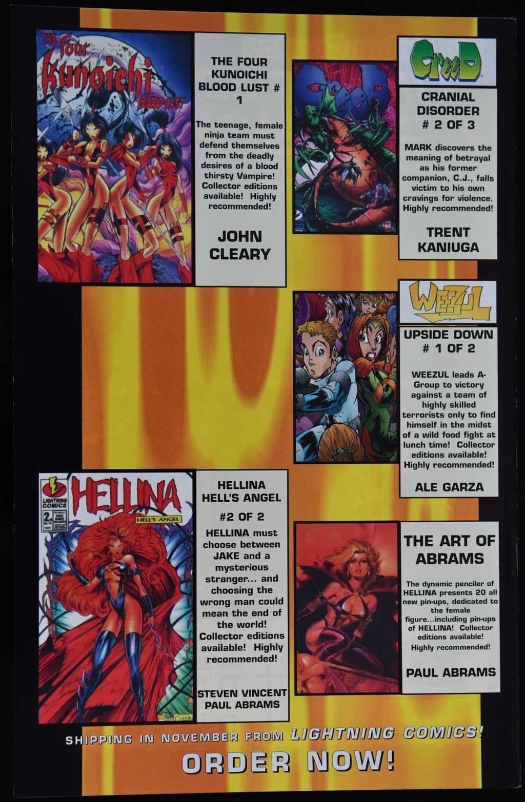 Hellina: Heart of Thorns 1996 Lightning Comics Choose Your Issue