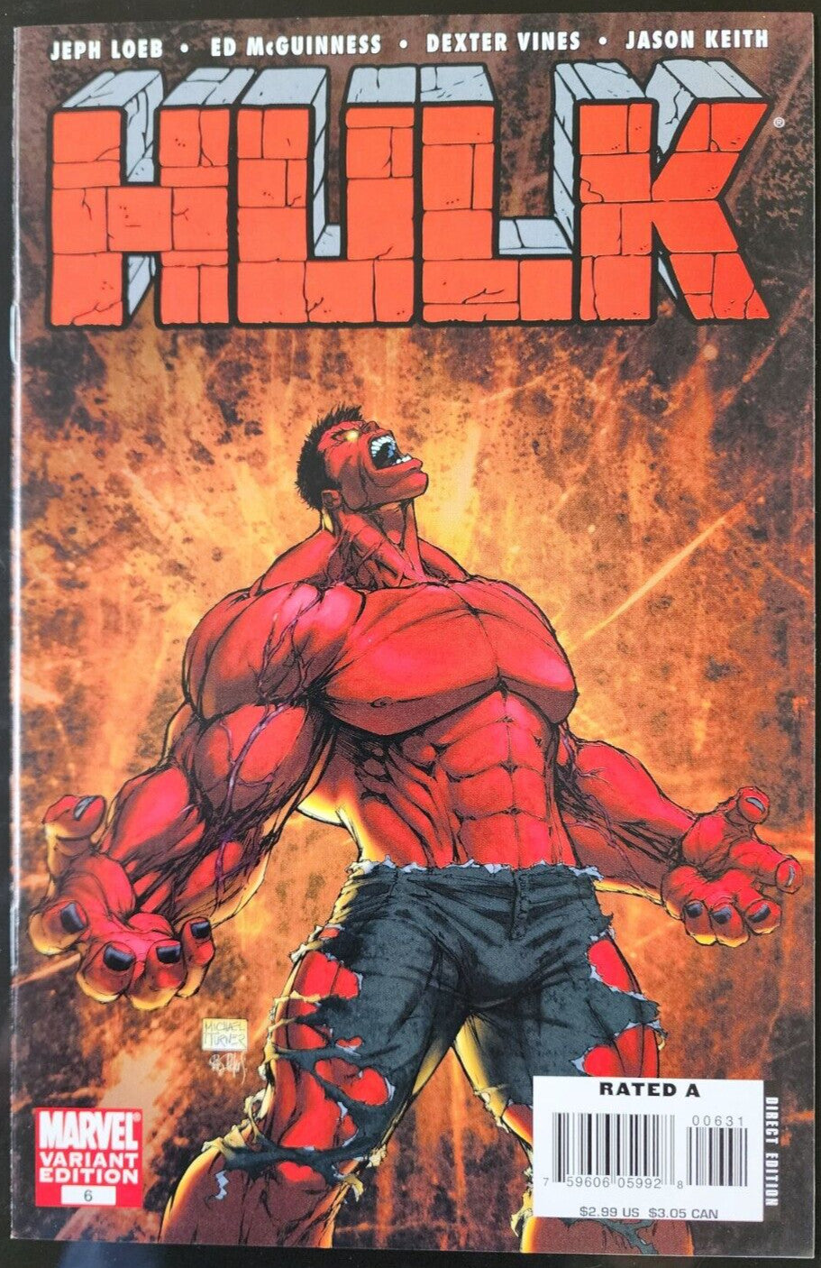 Hulk #6 Green Connecting Variant Turner Variant 2008 Red Hulk