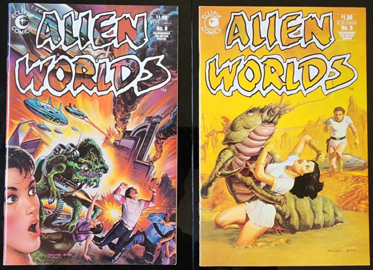 Alien Worlds #8 #9 Eclipse Comics John Pound John Bolton 1984 1985