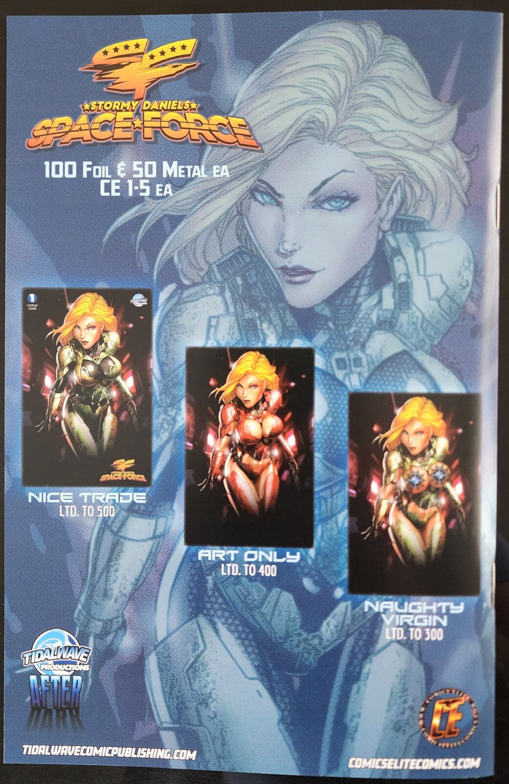 Stormy Daniels Space Force #1 Jamie Tyndall Art Only Cover (C) TidalWave LTD 300