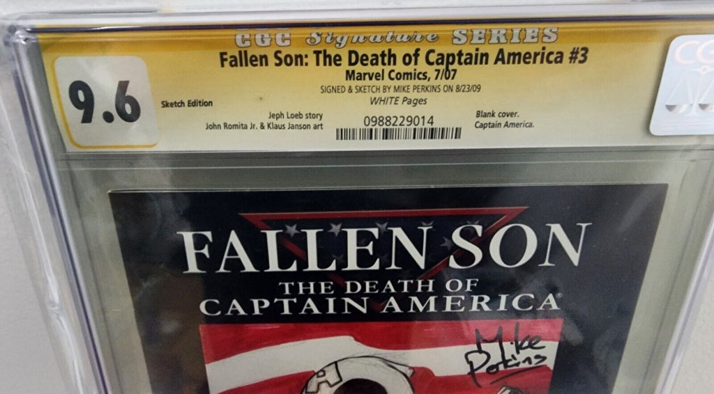 Fallen Son Death of Captain America 3 CGC 9.6 SS Mike Perkins Deadpool Sketch