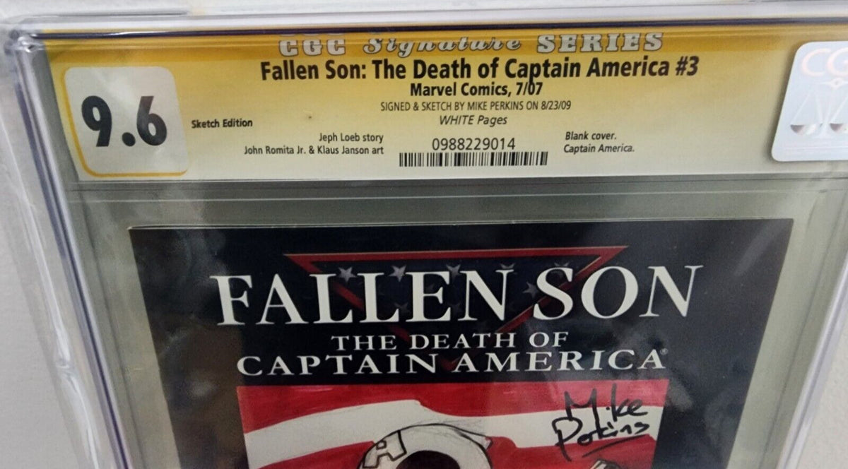 Fallen Son Death of Captain America 3 CGC 9.6 SS Mike Perkins Deadpool Sketch