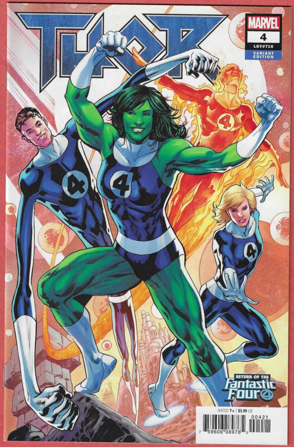 THOR #4A BRYAN HITCH RETURN OF THE FANTASTIC FOUR VARIANT COVER 2018