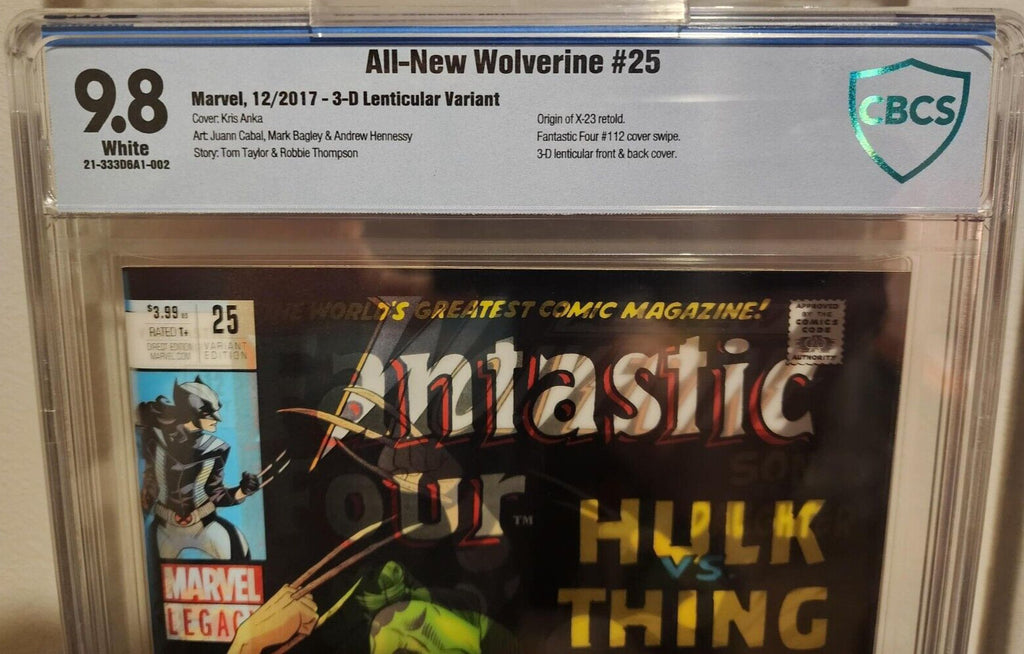 All-New Wolverine #25 CBCS 9.8 3D Lenticular Variant Origin of X-23 2017 CGC