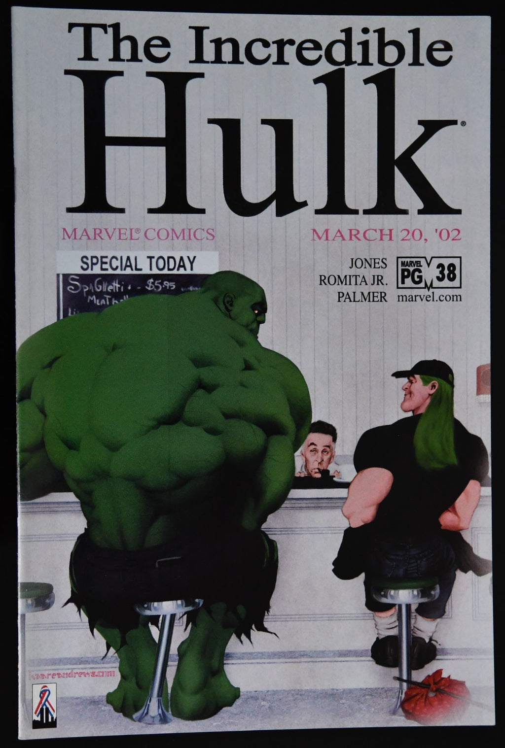 INCREDIBLE HULK 38 NORMAN ROCKWELL"THE RUNAWAY" HOMAGE KAARE ANDREWS COVER 2002