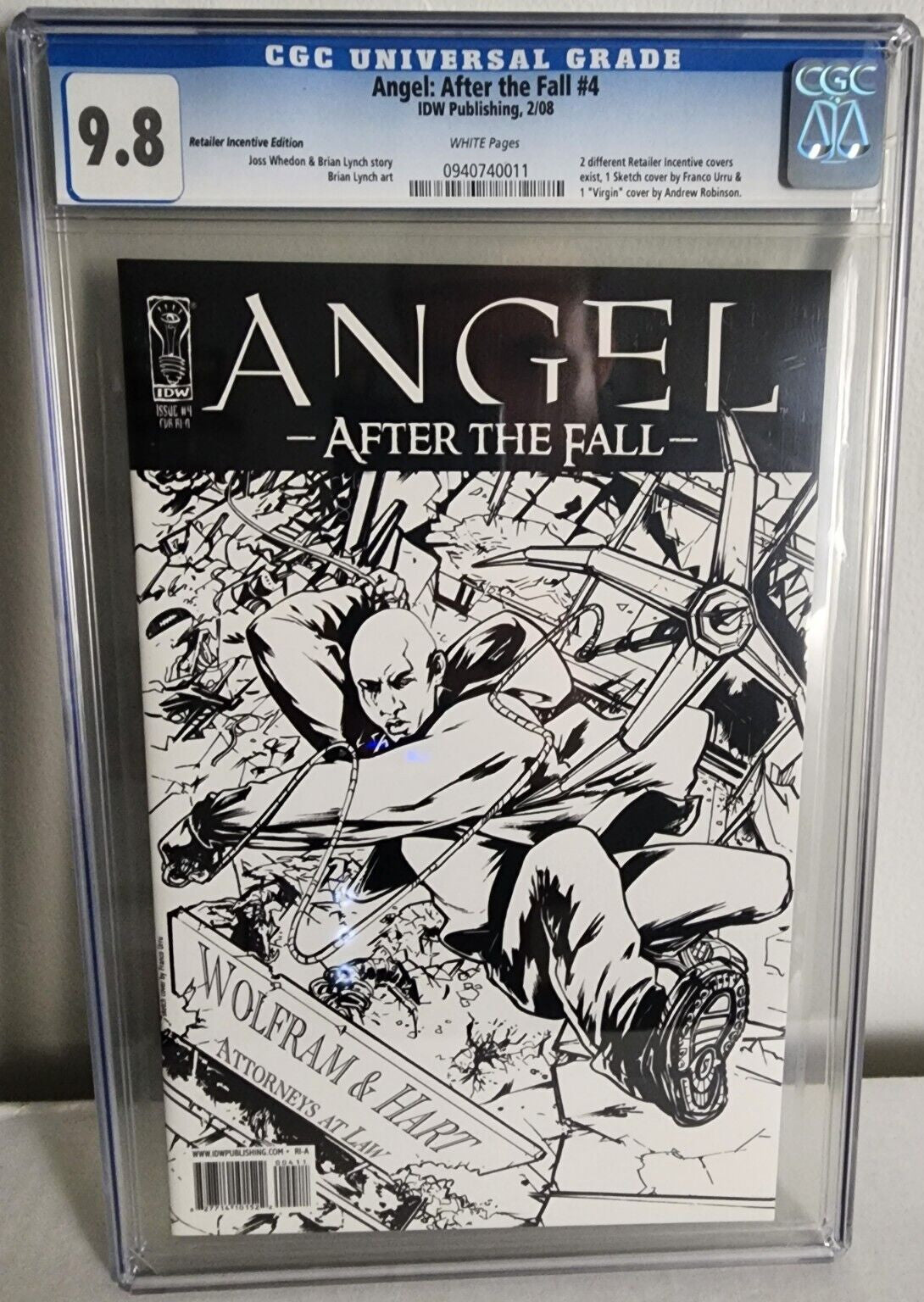 Angel After the Fall #4 CGC 9.8 Retailer Incentive Edition Sketch 2008