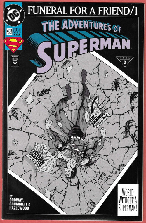 Adventures of Superman 498 Rare 3rd Print - Doomsday Death Funeral Copy A