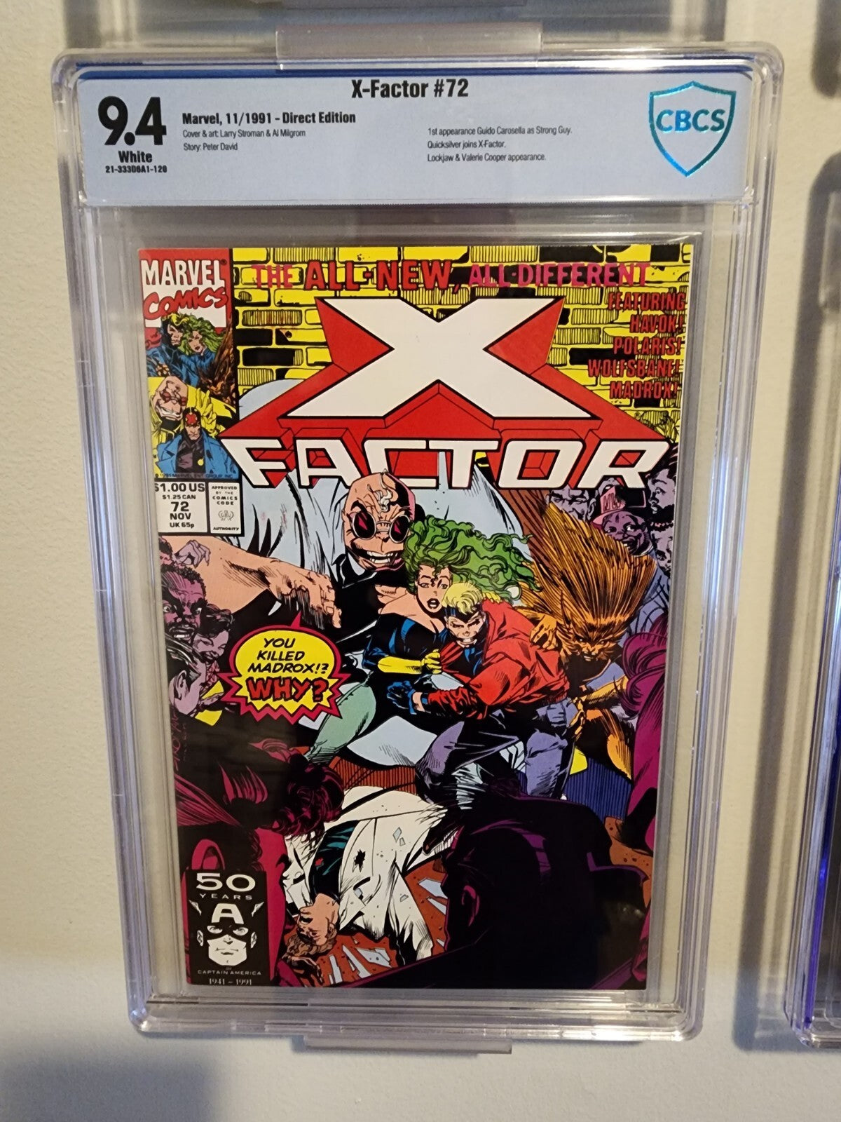 X-Factor #72 CBCS 9.4 1st Guido Carosella as Strong Guy Not CGC 1991 Unpressed