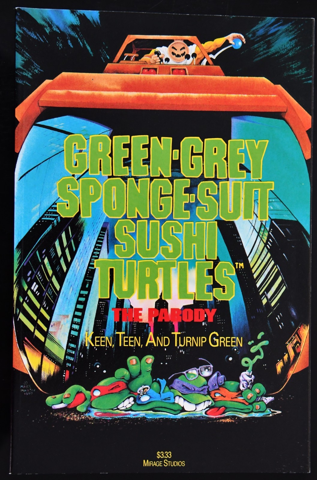 Green-Grey Sponge-Suit Sushi Turtles 1990 Mirage Publishing TMNT Parody