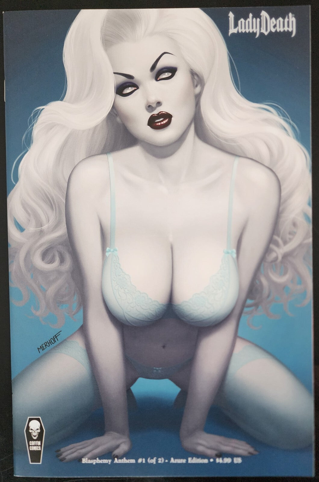 LADY DEATH BLASPHEMY ANTHEM #1 MATT MERHOFF AZURE VARIANT COFFIN COMICS 2020