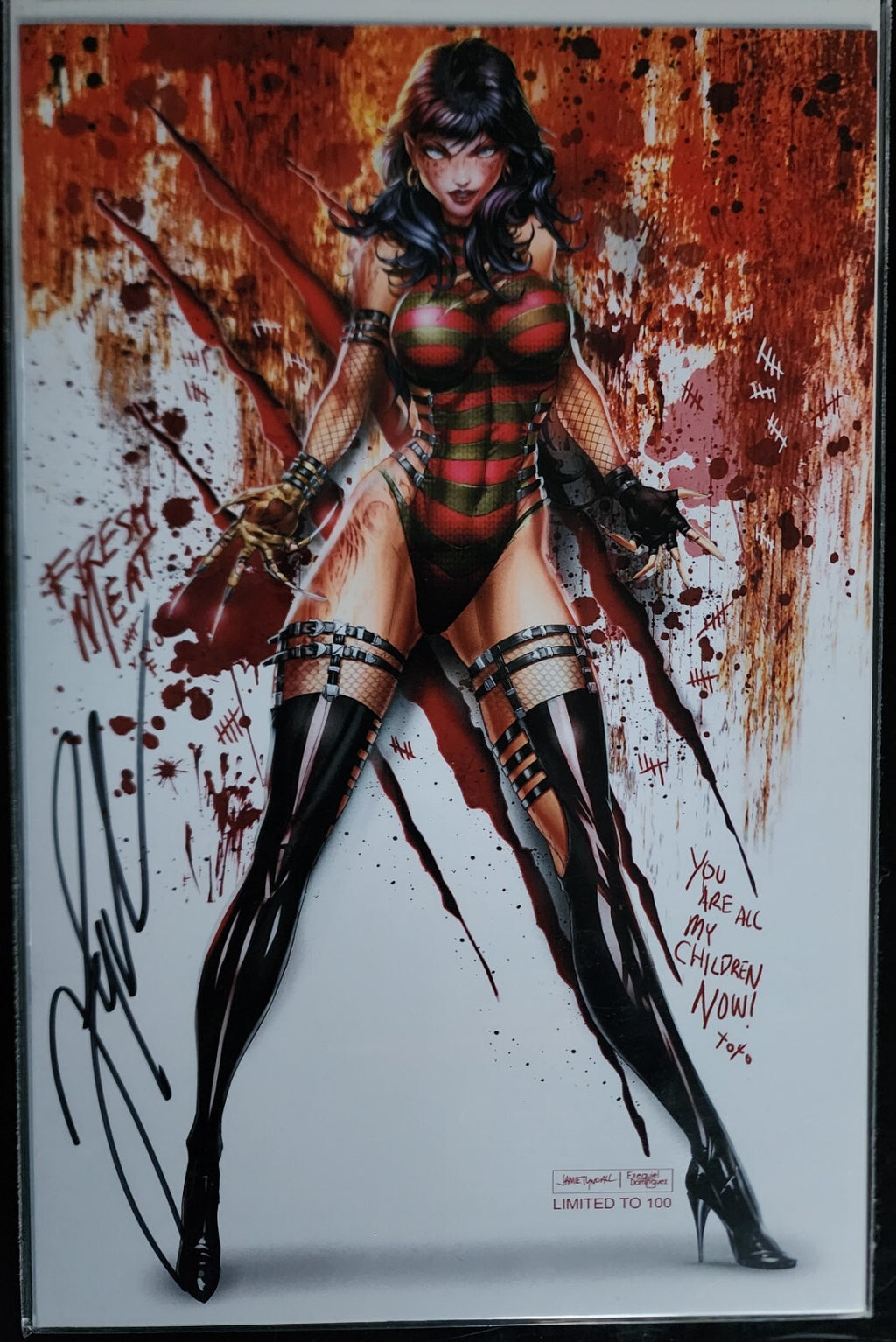 WHITE WIDOW #7 FREDDY KRUEGER COSPLAY JAMIE TYNDALL SIGNED W/ COA Ltd 100