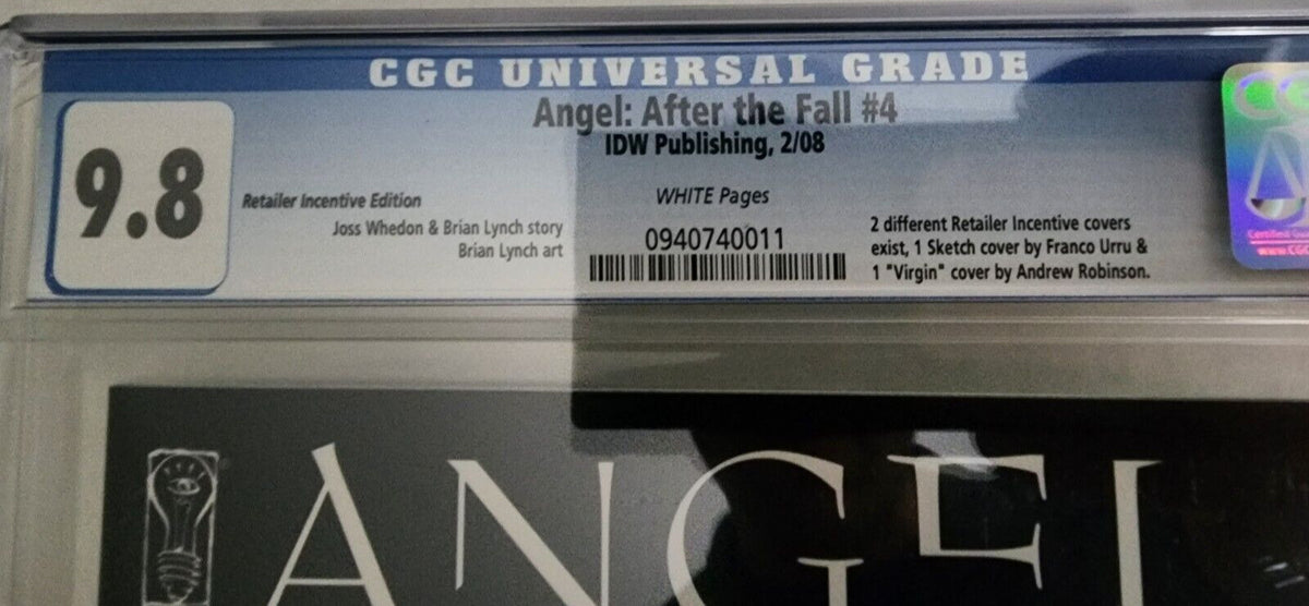 Angel After the Fall #4 CGC 9.8 Retailer Incentive Edition Sketch 2008
