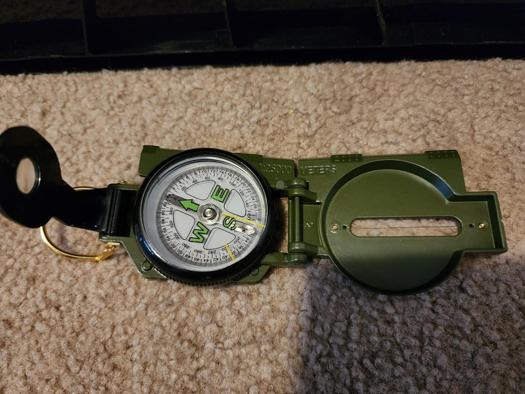 Lensatic Marching Compass Liquid Filled Camping Outdoor Tactical