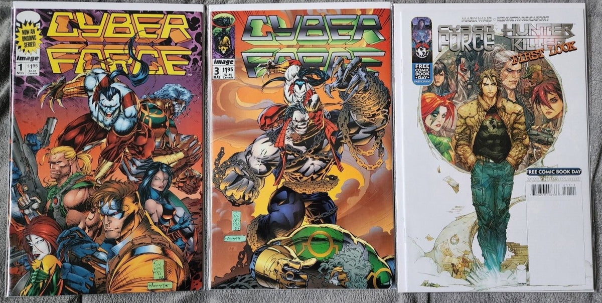 Cyberforce Vol 1 #3 Vol 2 #1 1993 and Cybeforce Hunter Killer FCBD 2009 Image
