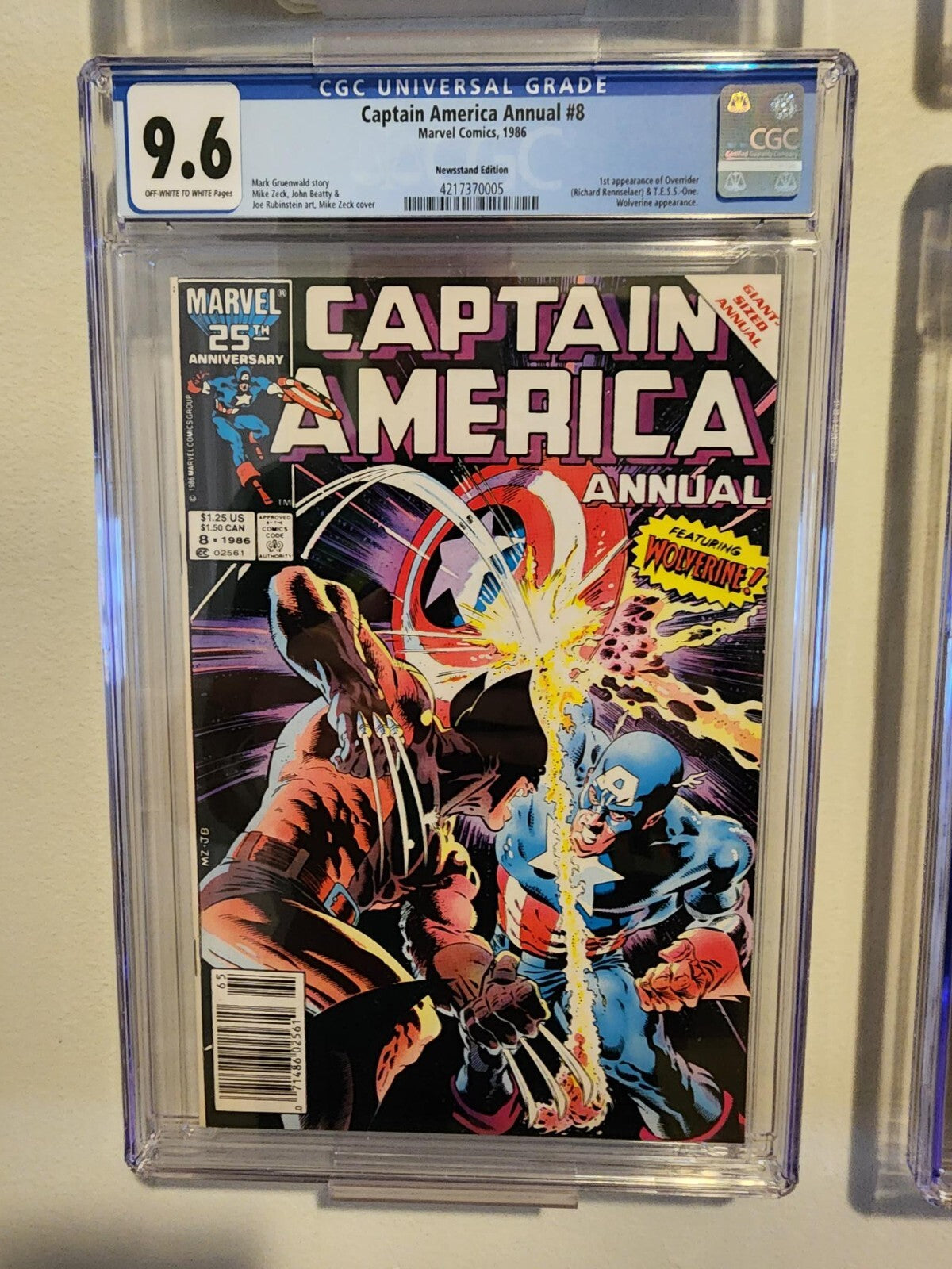 Captain America Annual #8 CGC 9.6 Newsstand 1st Overrider Wolverine
