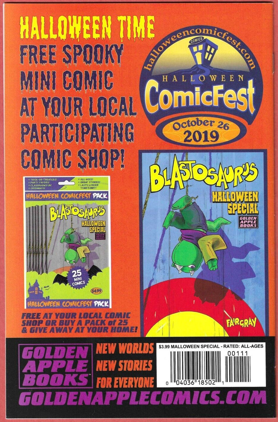 Blastosaurus Malloween Special 2019 Golden Apple Books Comics