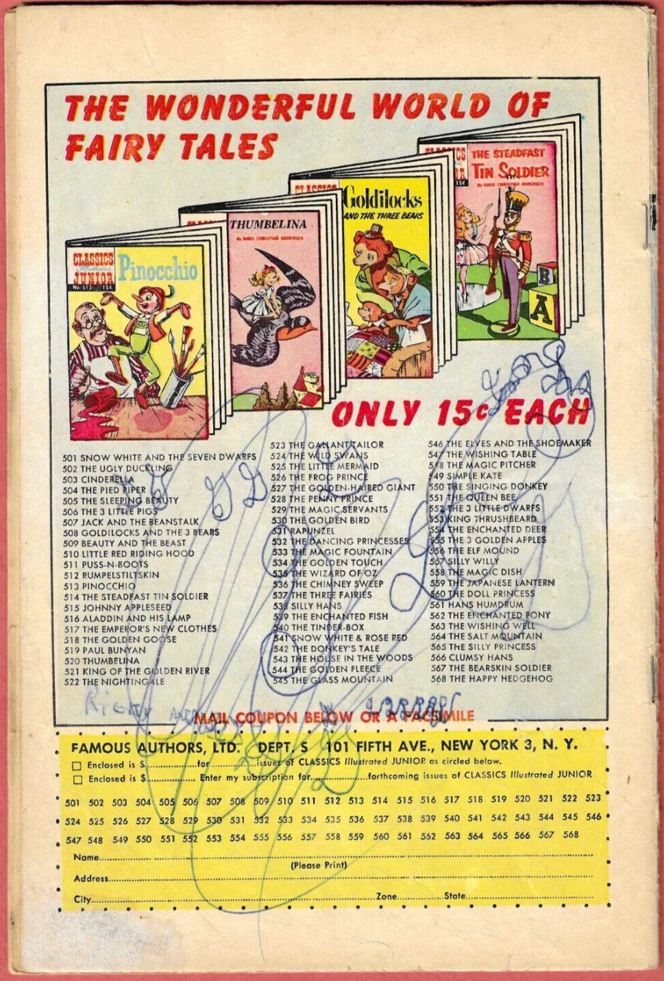 Classics Illustrated Junior Pinocchio, Pied Piper, The House in the Woods & More