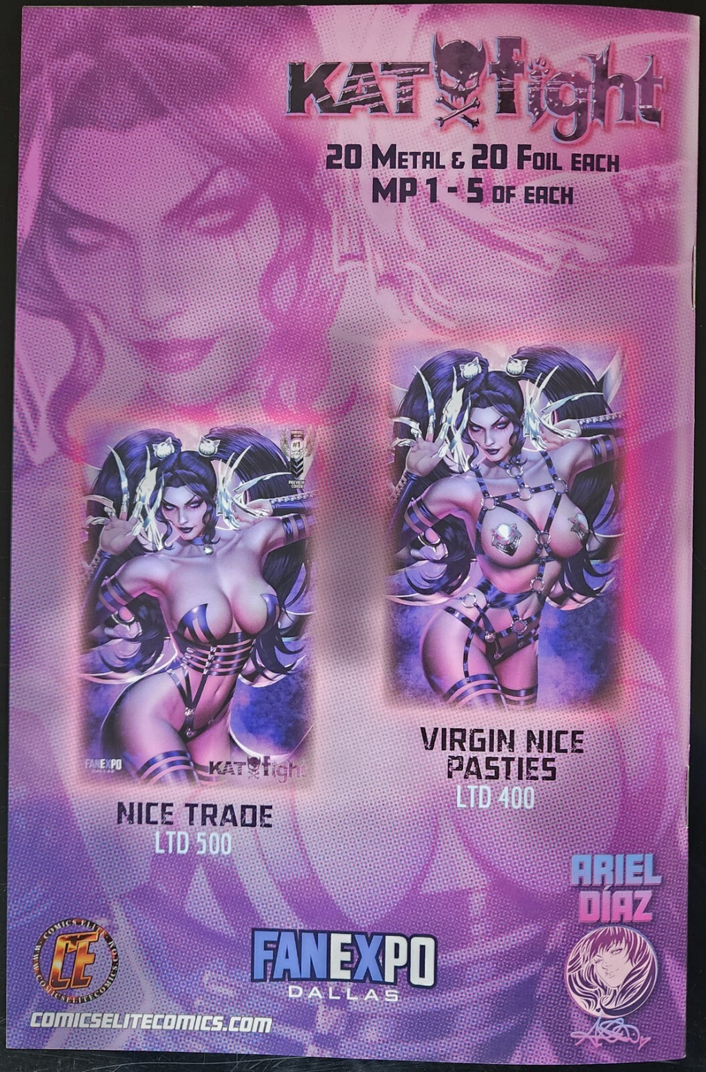 KATFIGHT #1 PREVIEW ARIEL DIAZ DALLAS 2024 FAN EXPO LINGERIE PASTIE VIRGIN LE400