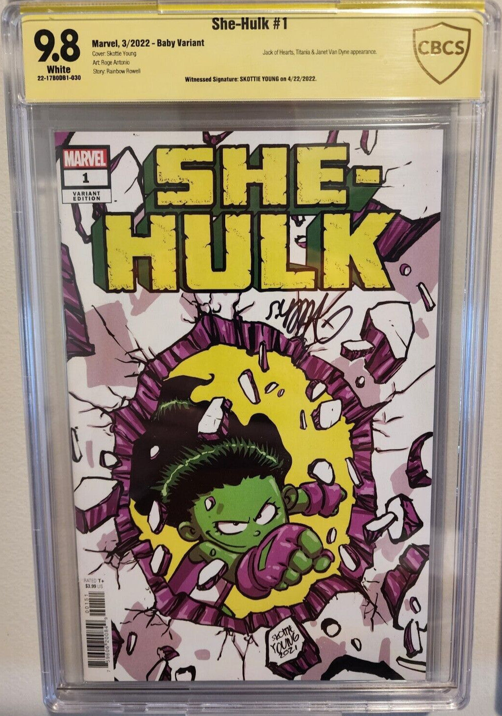 She-Hulk #1 CBCS 9.8 SS Skottie Young Signature 2022 Not CGC