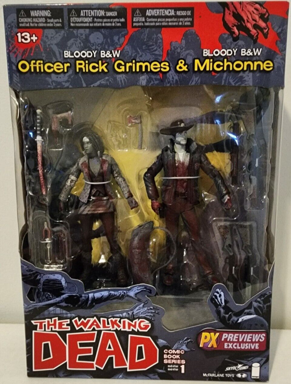 WALKING DEAD SERIES 1 BLOODY BLACK & WHITE RICK MICHONNE FIGURE 2 PACK MCFARLANE