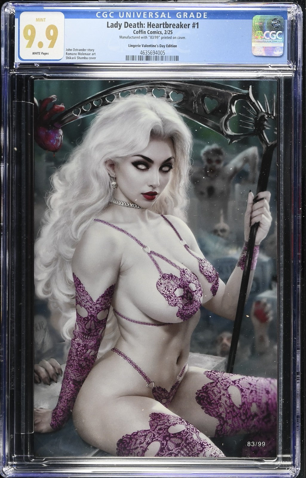Lady Death Heartbreaker #1 Shikarii Valentines Day Lingerie CGC 9.9 Ltd 99