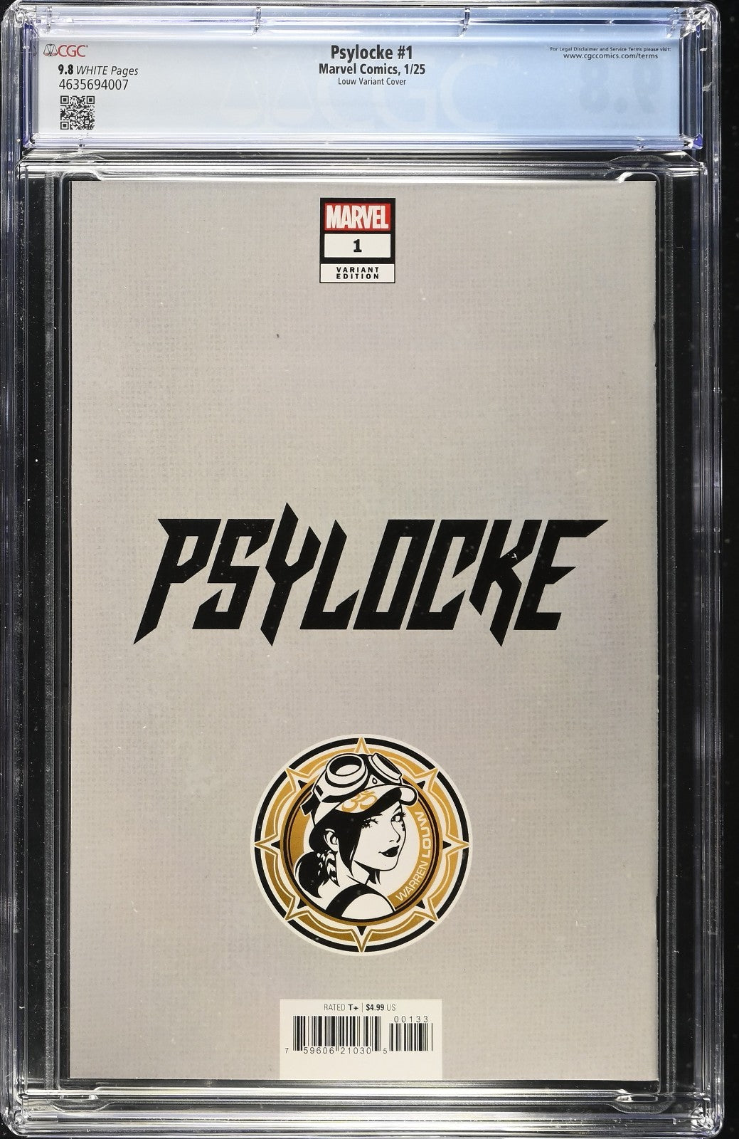 Psylocke #1 Warren Louw Glowing Katana Virgin Variant /500 CGC 9.8 with COA