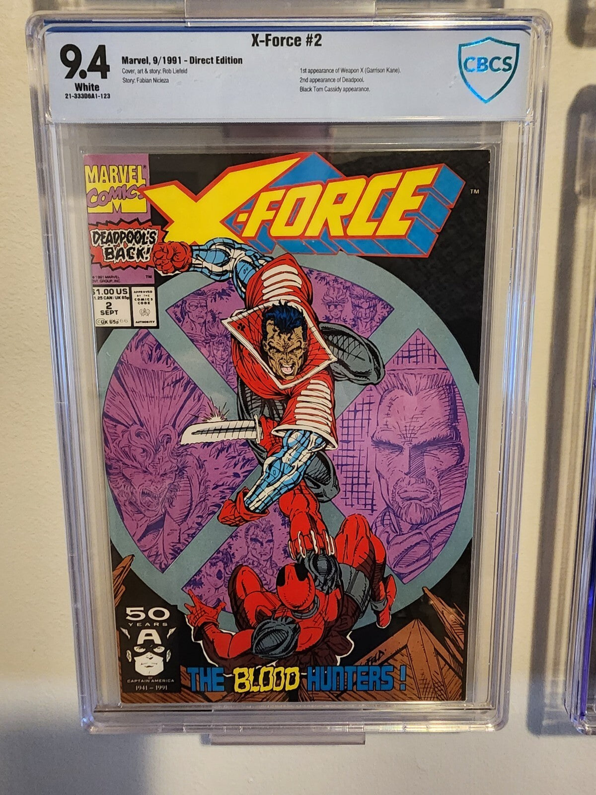 X-Force #2 CBCS 9.4 Direct Edition 1st Weapon X 2nd Deadpool Not CGC 1991