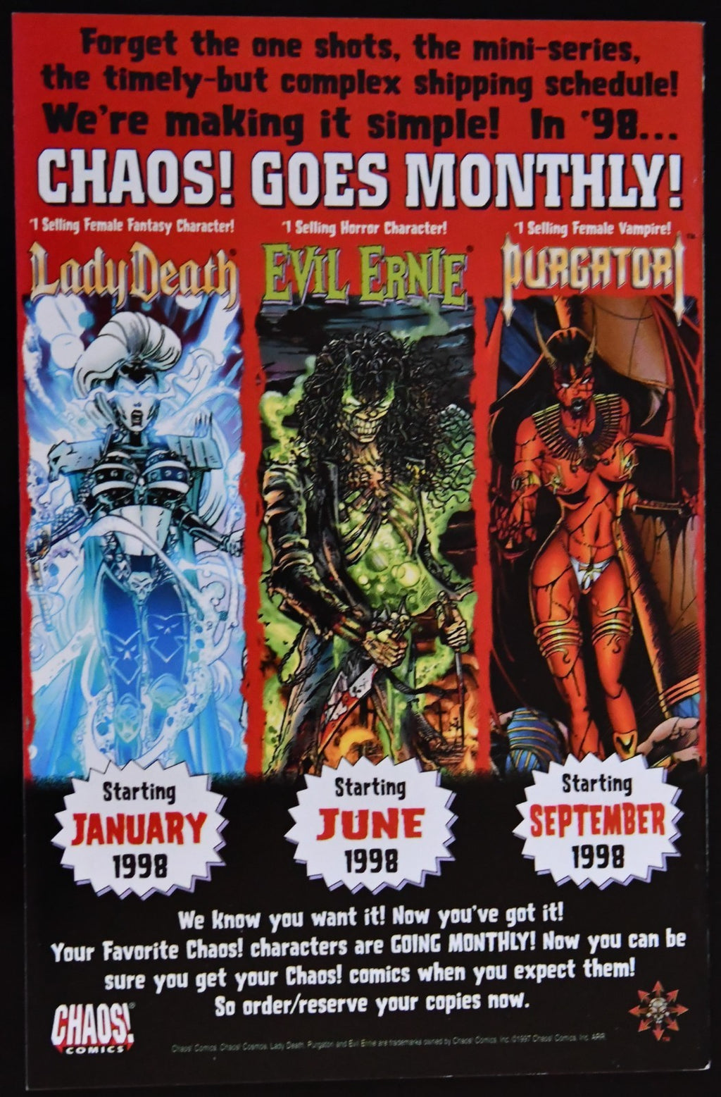Lady Death (1998-1999) Chaos Comics Choose Your Issue