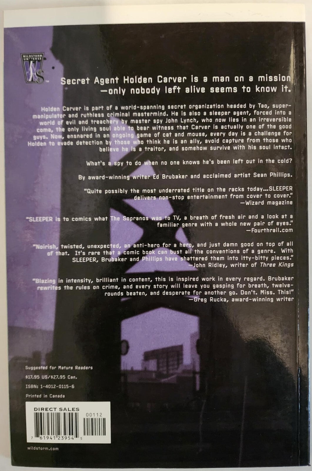SLEEPER : OUT IN THE COLD Vol. 1 Wildstorm DC Comics TPB Ed Brubaker 2003