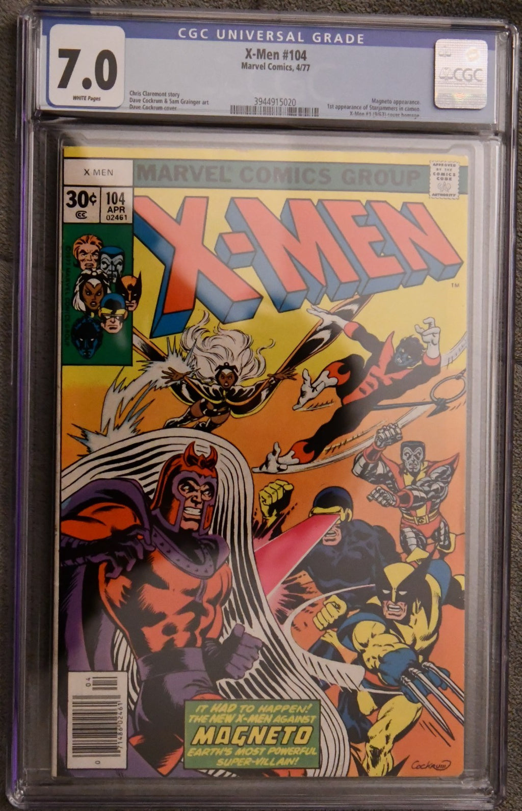 X-Men #104 CGC 7.0 1977 1st appearance of Starjammers in Cameo