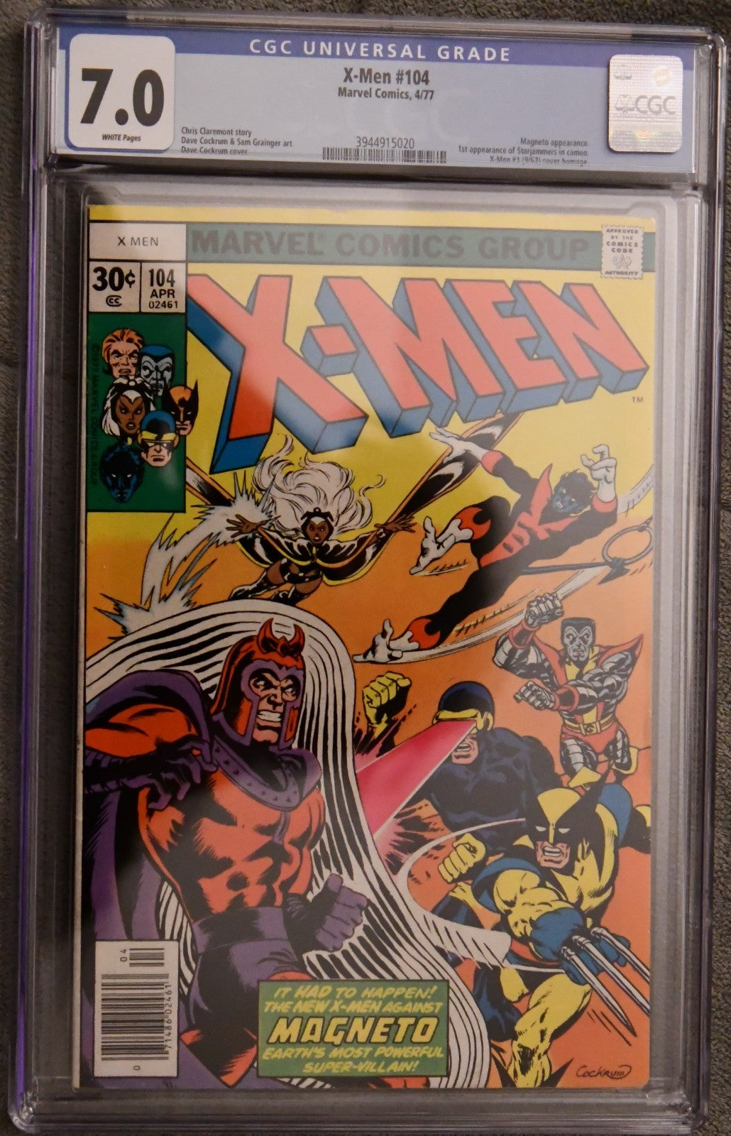 X-Men #104 CGC 7.0 1977 1st appearance of Starjammers in Cameo