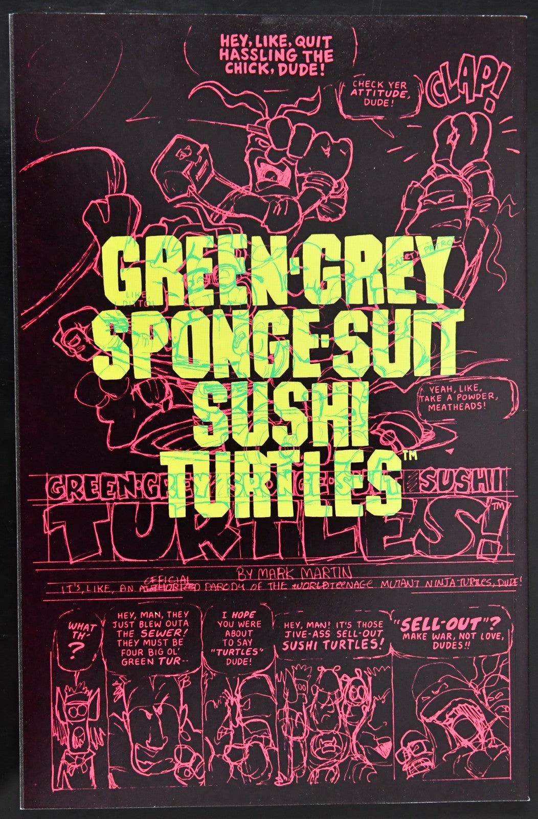 Green-Grey Sponge-Suit Sushi Turtles 1990 Mirage Publishing TMNT Parody