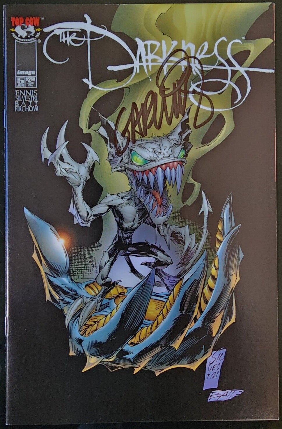 The Darkness, Vol. 1 #5 Signed by Garth Ennis 1997 Silvestri Cover