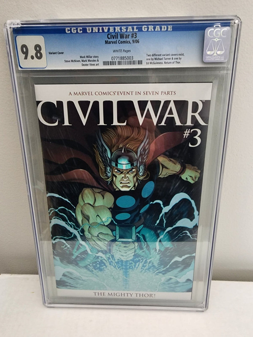 Civil War #3 CGC 9.8 Ed McGuinness 1st Clone Thor Ragnarok - Cracked Case