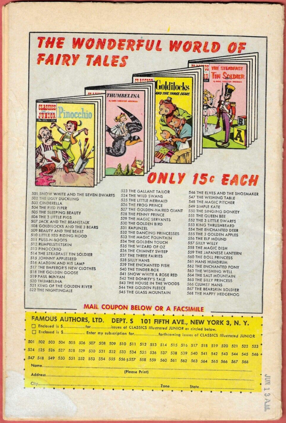 Classics Illustrated Junior Pinocchio, Pied Piper, The House in the Woods & More