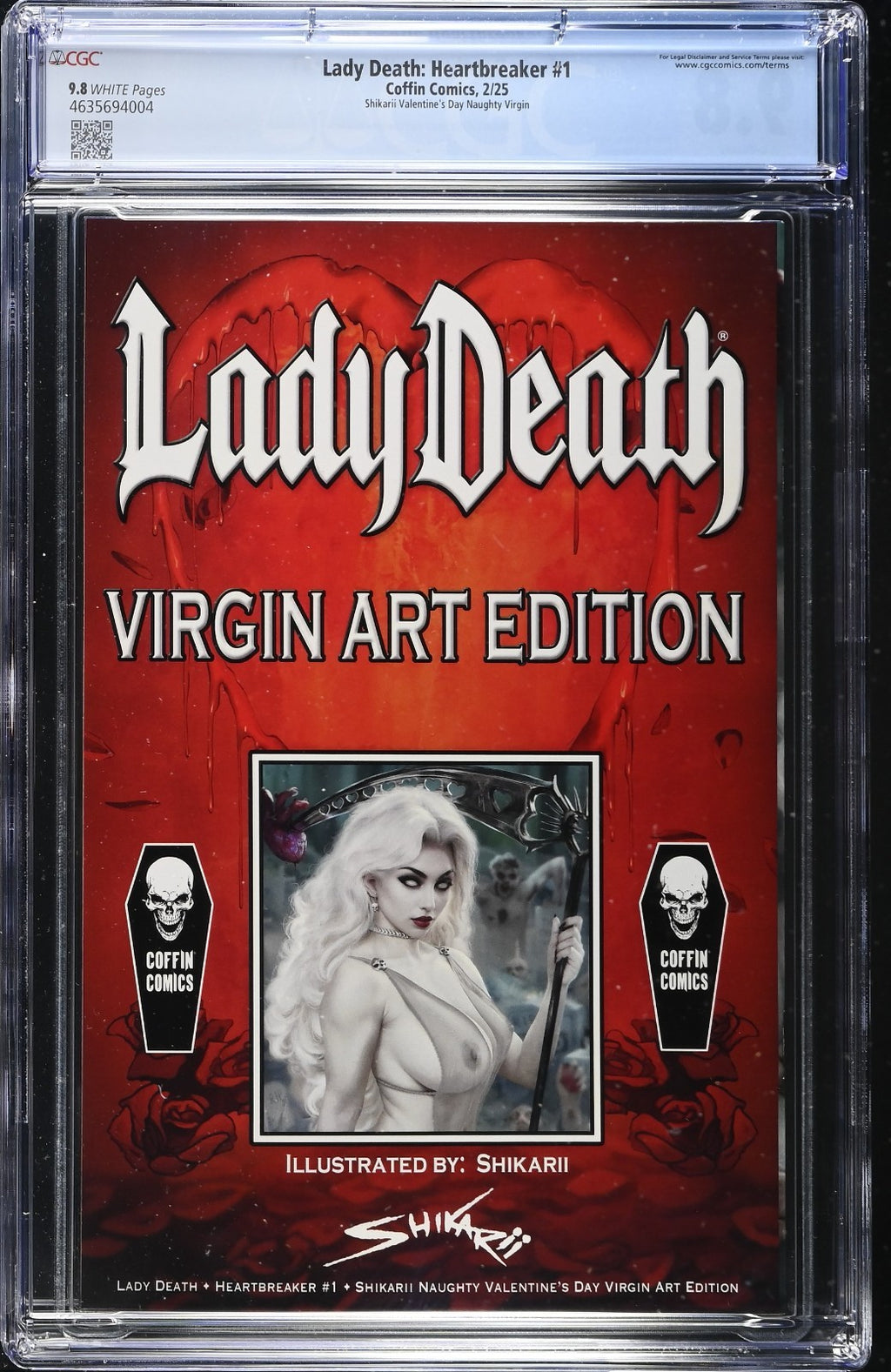 Lady Death Heartbreaker #1 Shikarii Valentines Day Naughty Virgin CGC 9.8 Ltd 99